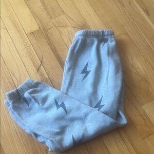 Girls do too Grey Sweatpants with Navy Lightning Bolts Size Small